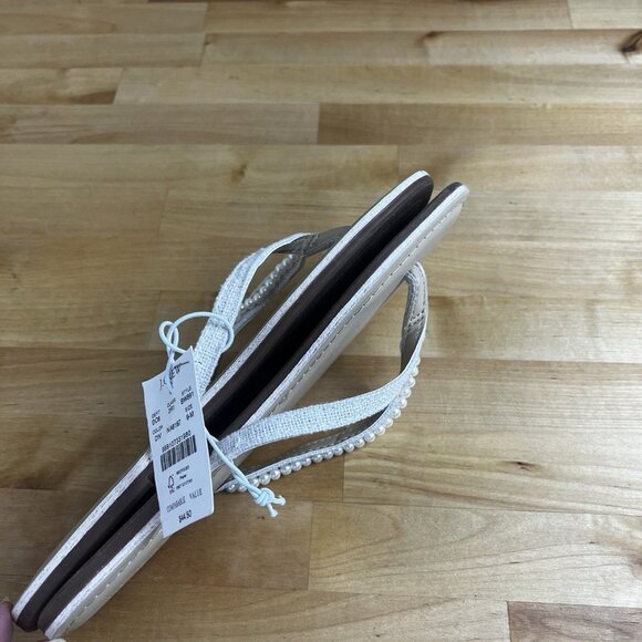J. Crew Factory Pearl Easy Summer Flip-Flops Flat Sandal‎ Women's Size 9 FLAW - Picture 7 of 11